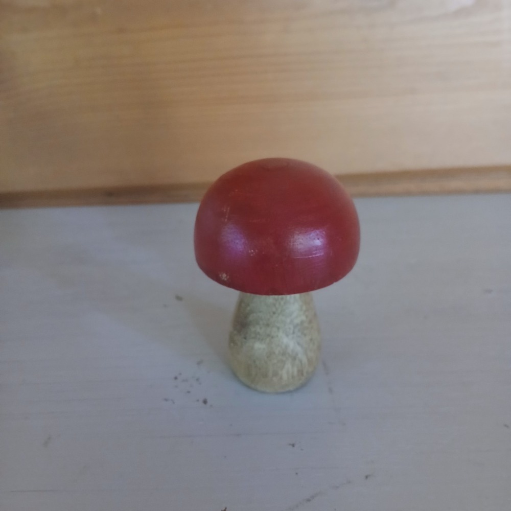 Handmade Wooden Mushroom, 2 Inches, Used